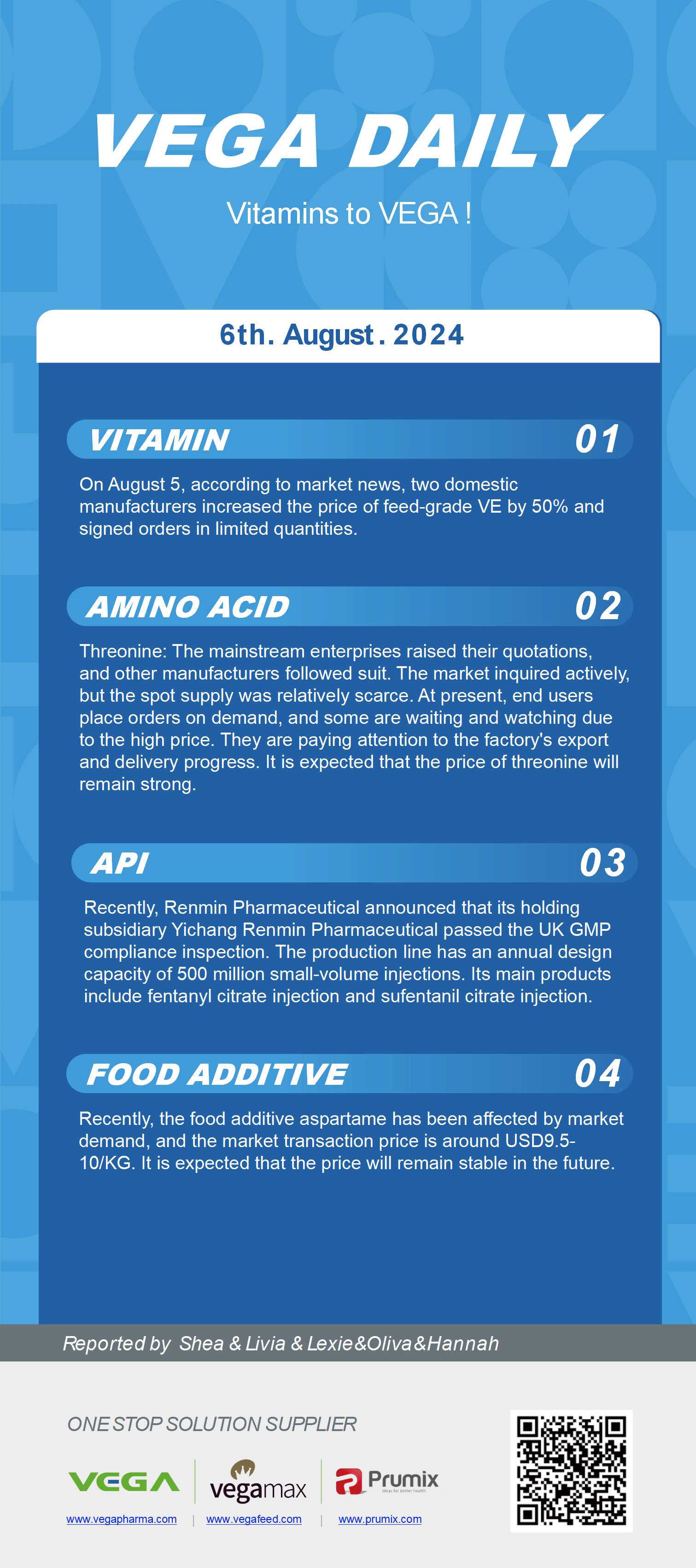 Vega Daily Dated on Aug 6th 2024 Vitamin Amino Acid APl Food Additives.png